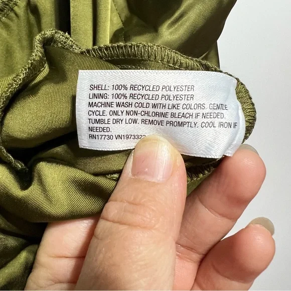 NWT New Fable Women's Satin Asymmetrical A-Line Maxi Dress- Olive Green M - Picture 6 of 7